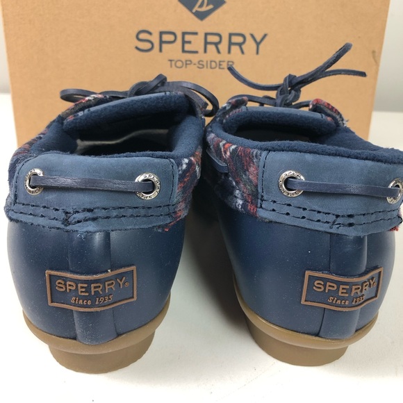 Sperry Saltwater 1 Eye Duck Boots NIB Plaid Wool Blend w Microfleece Lining New - Picture 4 of 9